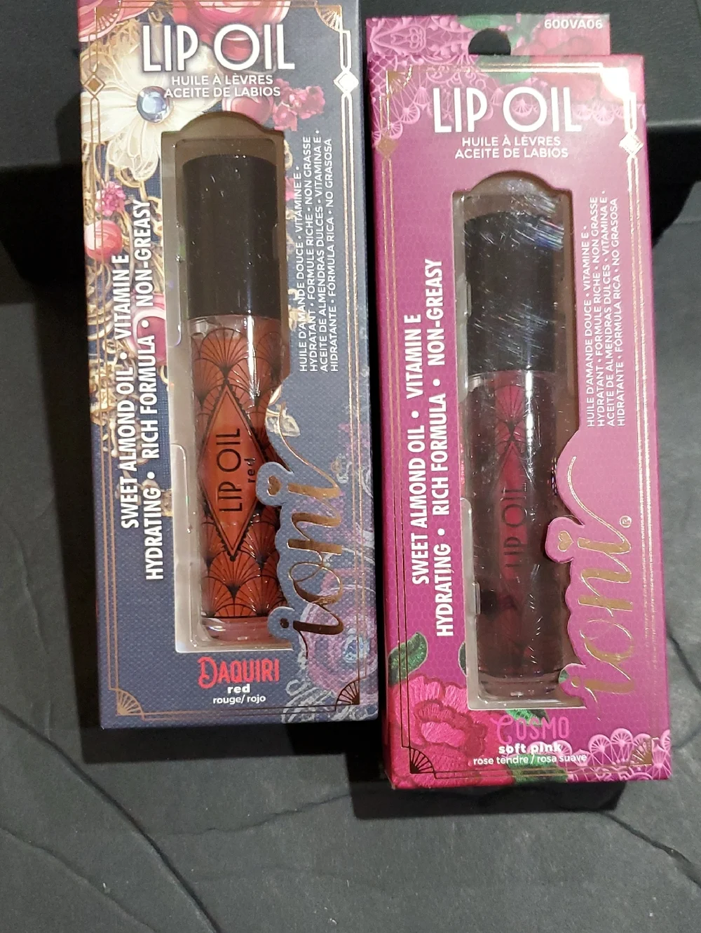 2pack‎ veil of allure sweet almond oil daiquiri red and cosmo soft pink lip oils
